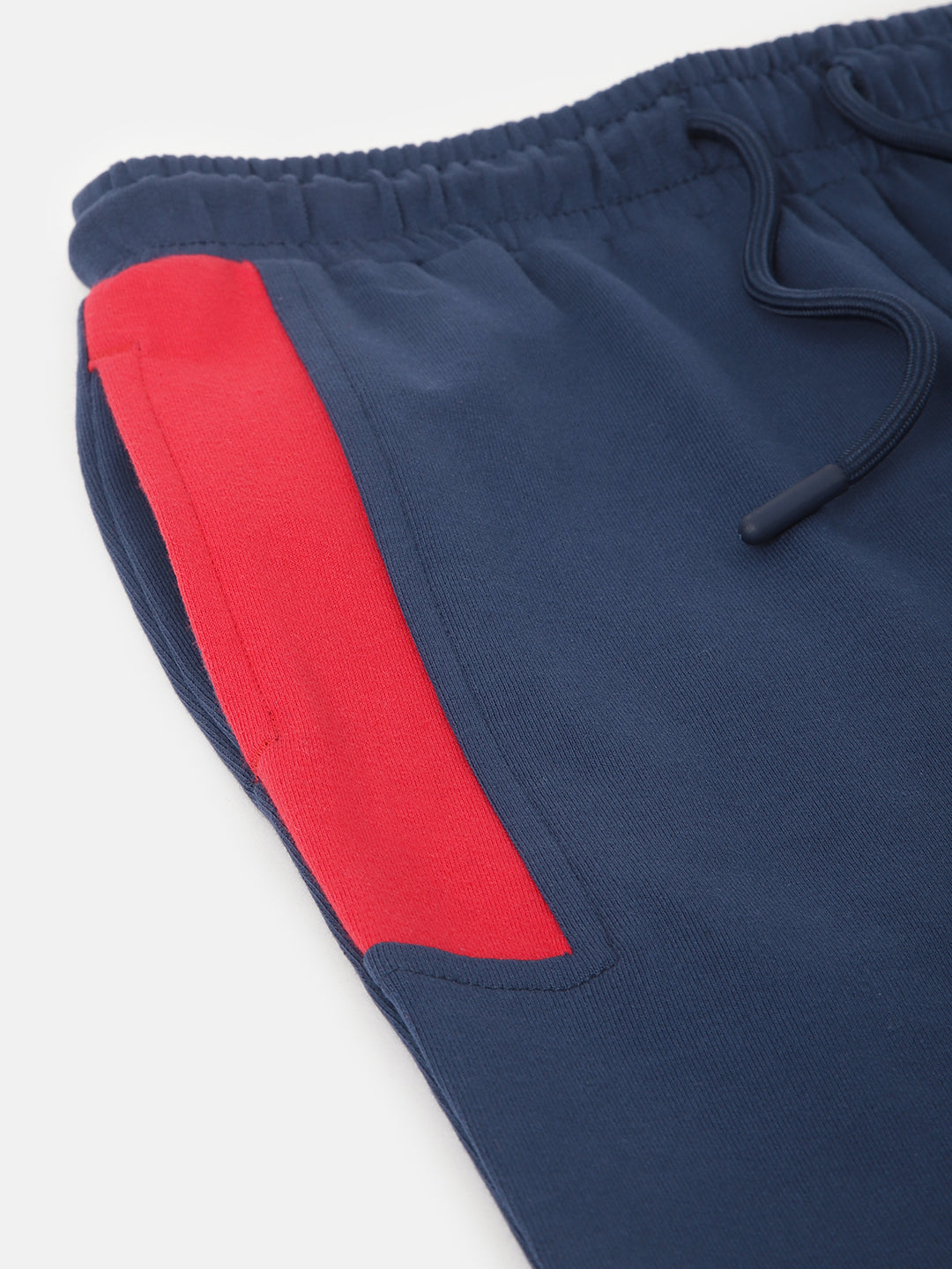 Blue Giraffe Boys Navy Blue Solid Jogger Fit Mid-Rise Jogger Style Track Pants