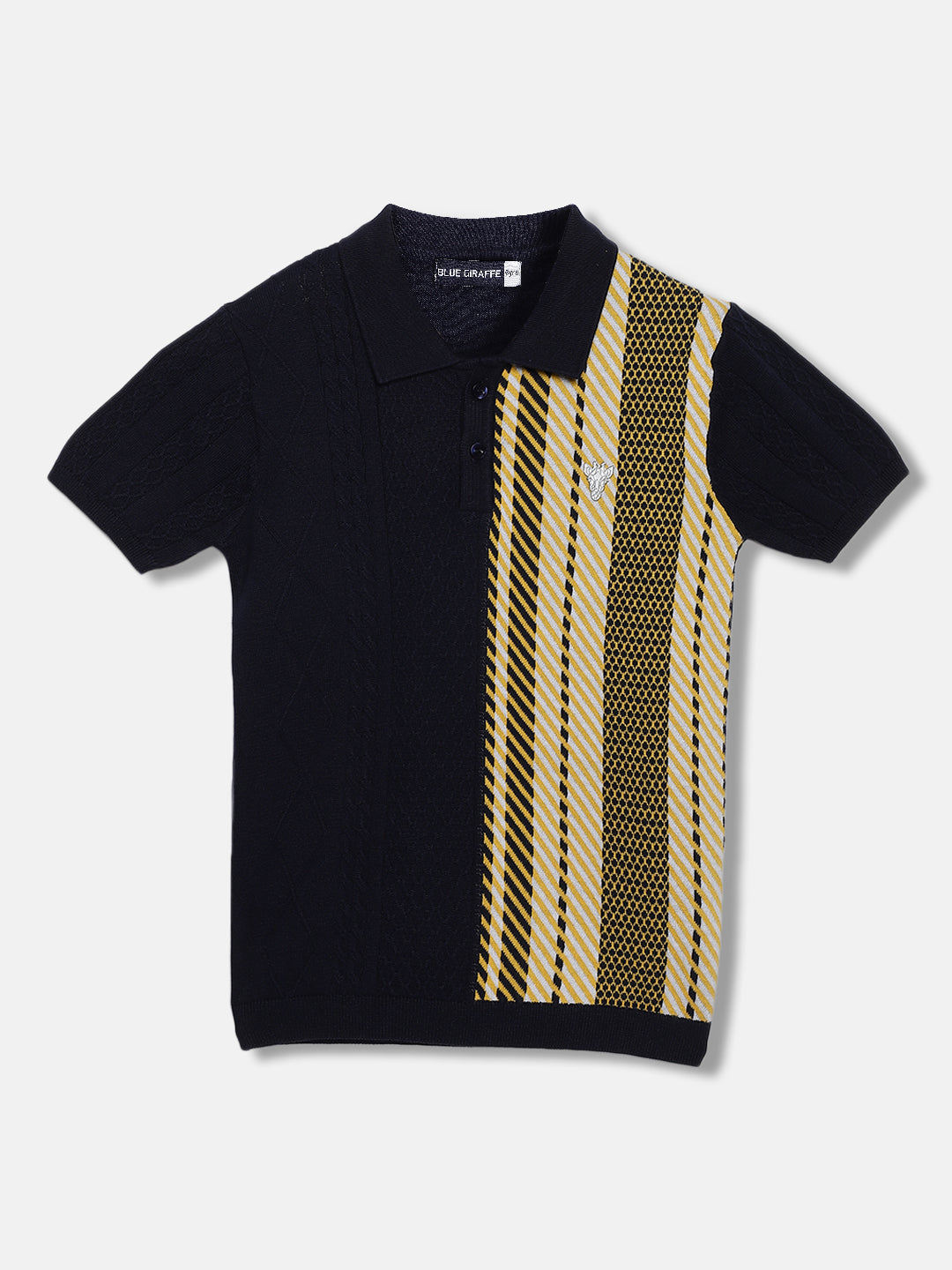 Blue Giraffe Boys Navy Blue Colour blocked Polo Short Sleeves T-shirt