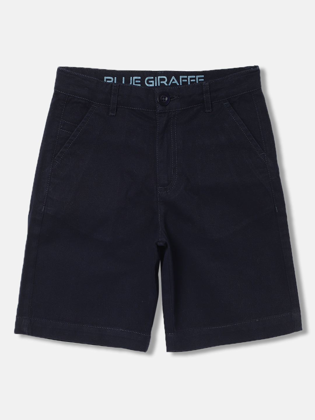 Blue Giraffe Boys Navy Blue Solid Regular Fit Shorts