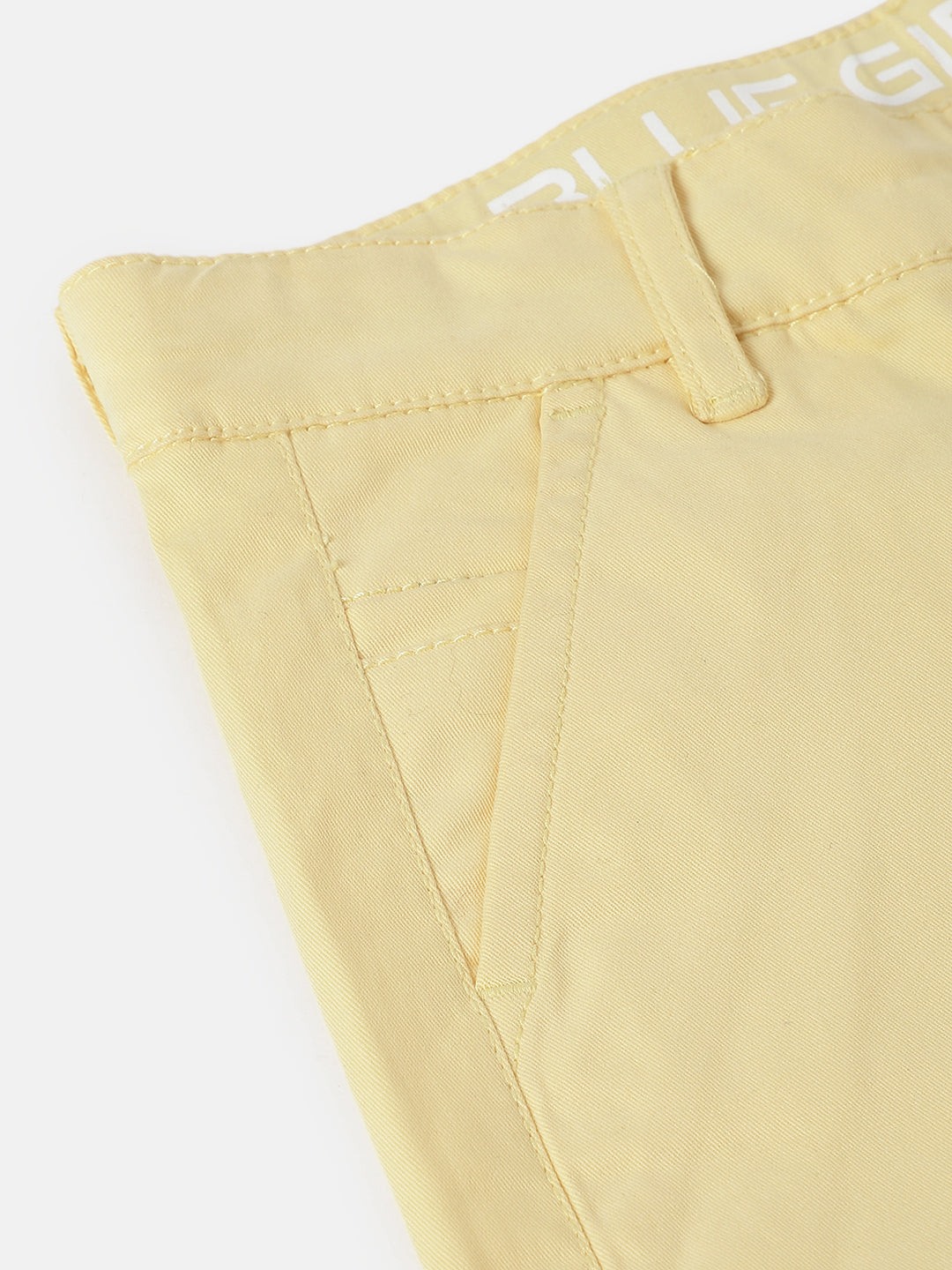 Blue Giraffe Boys Yellow Solid Regular Fit Shorts