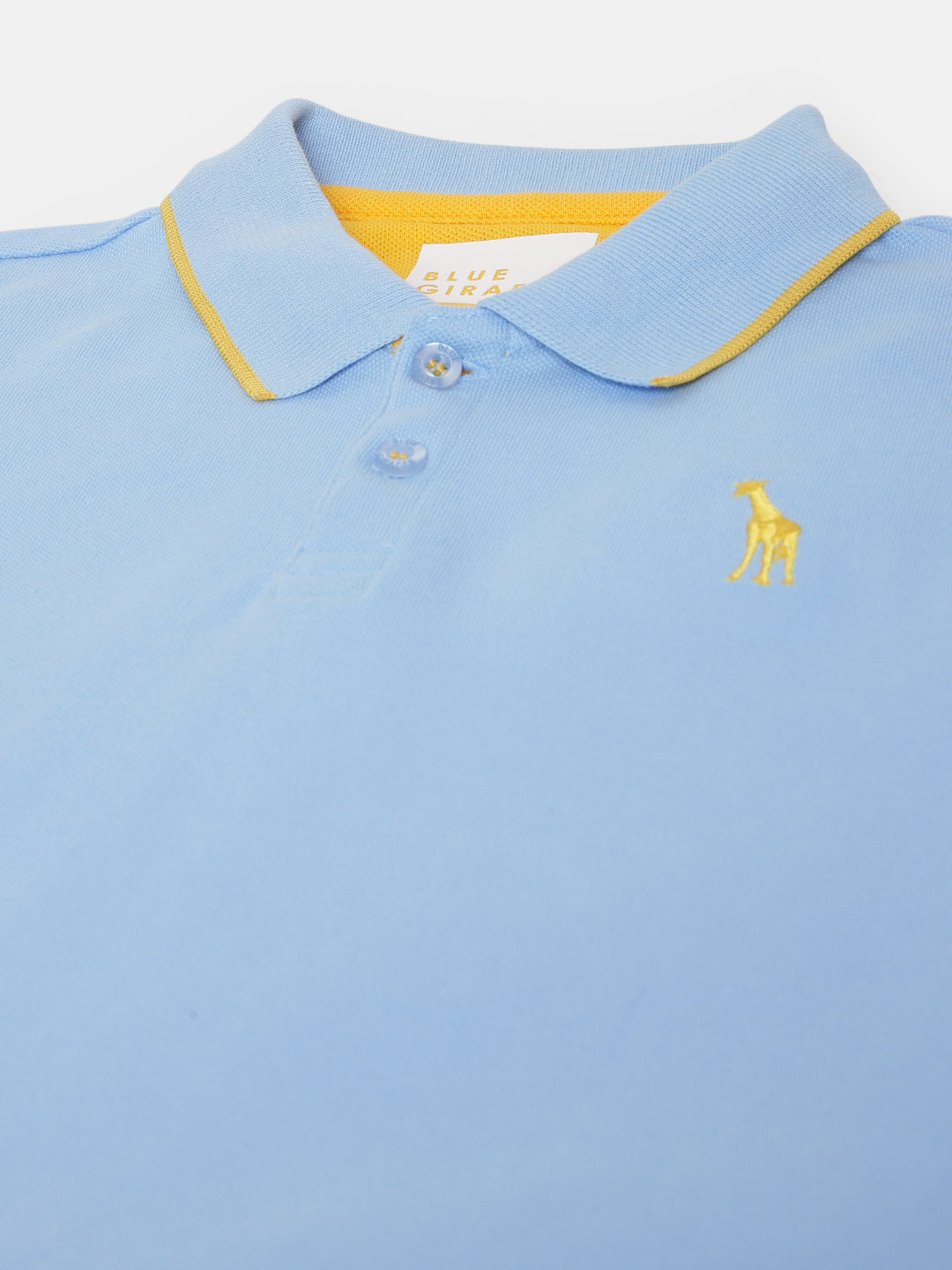 Blue Giraffe Boys Blue Solid Polo Collar Short Sleeves T-shirt