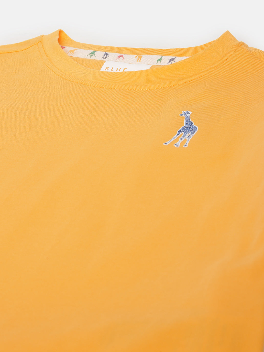 Blue Giraffe Boys Yellow Solid Round Neck Short Sleeves T-shirt