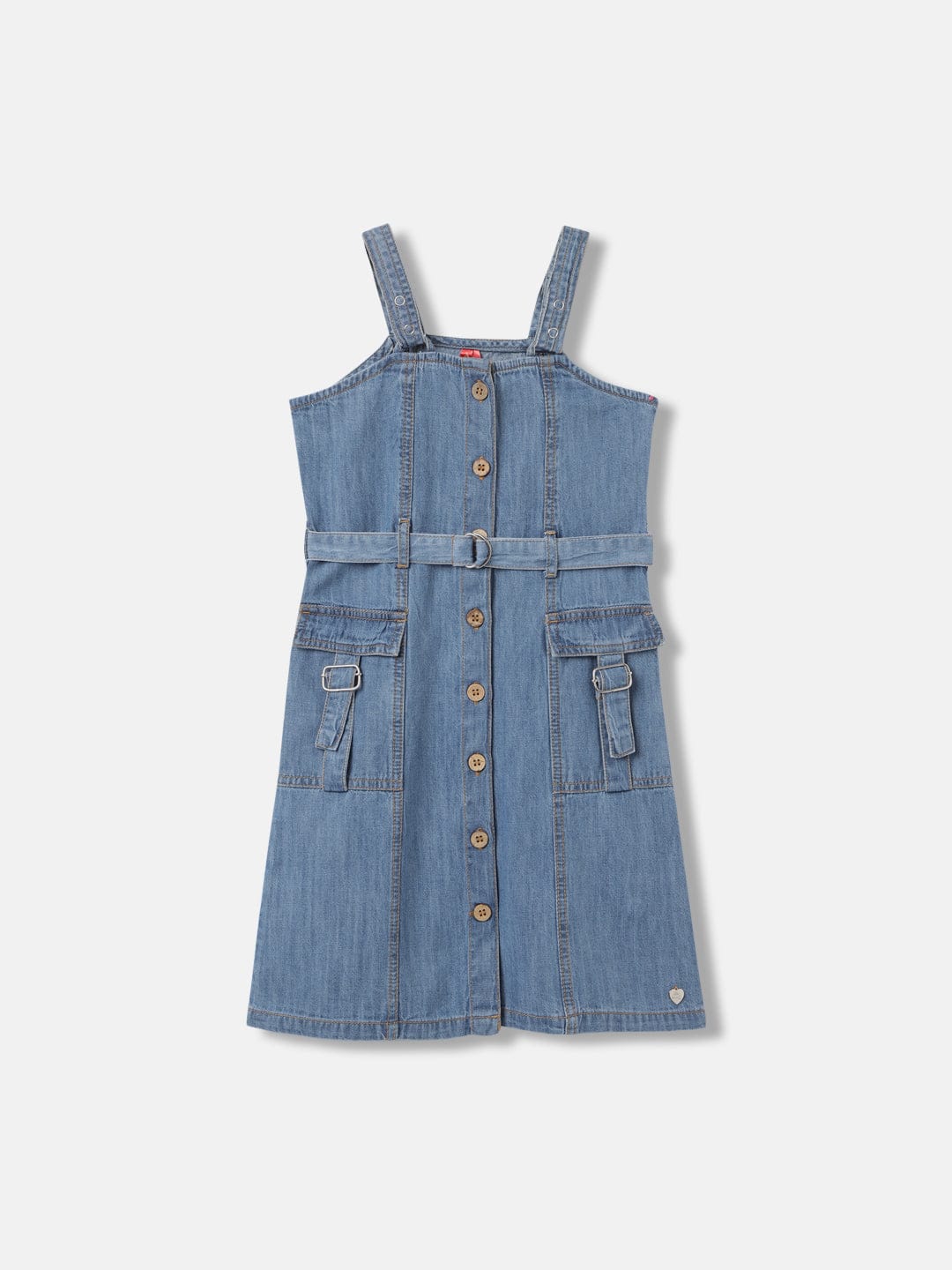 Blue Giraffe Girls Blue Square Neck Dress