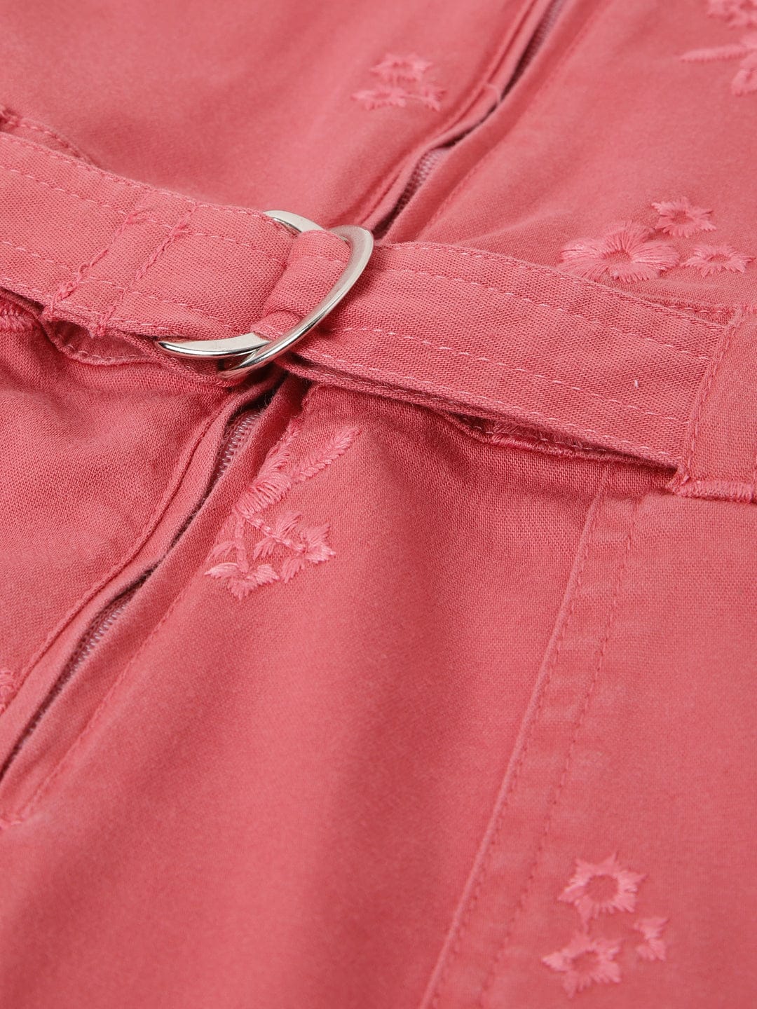 Blue Giraffe Girls Pink Round Neck Playsuit