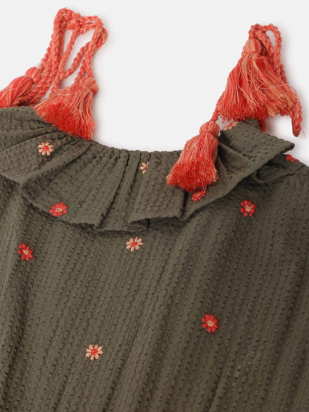 Blue Giraffe Girls Green Sweatheart Neck Playsuit