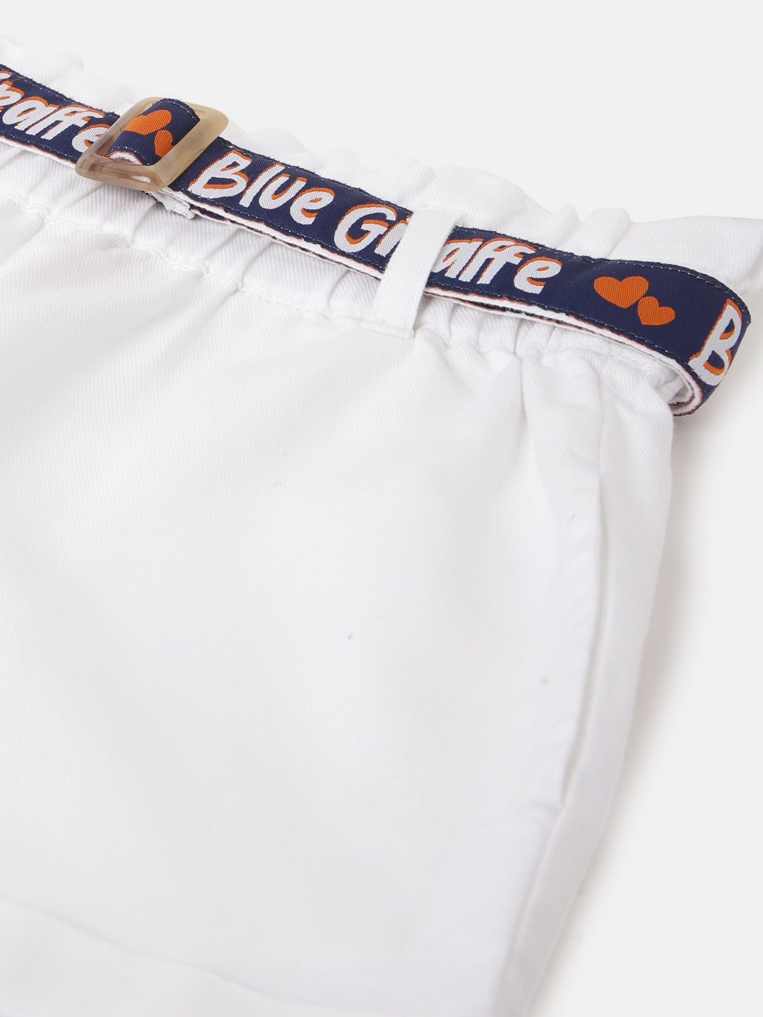 Blue Giraffe Girls White Solid Regular Fit Shorts