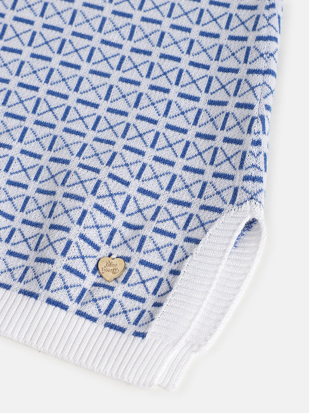 Blue Giraffe Girls White Printed Regular Fit Skirt