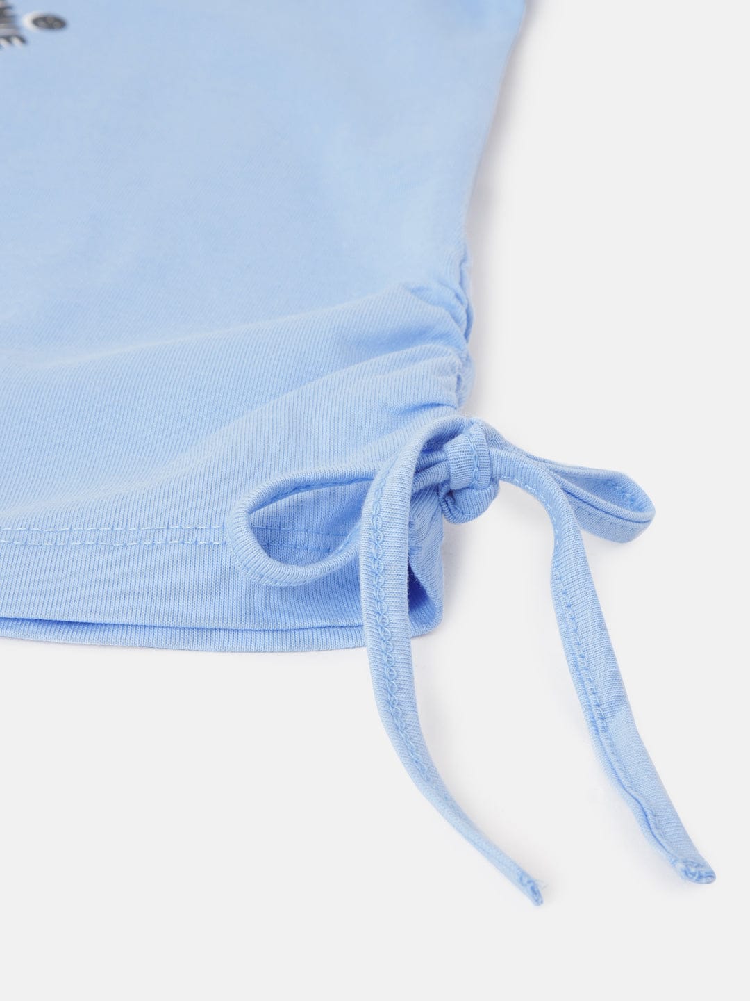 Blue Giraffe Girls Blue Solid Round Neck Short Sleeves T-Shirt