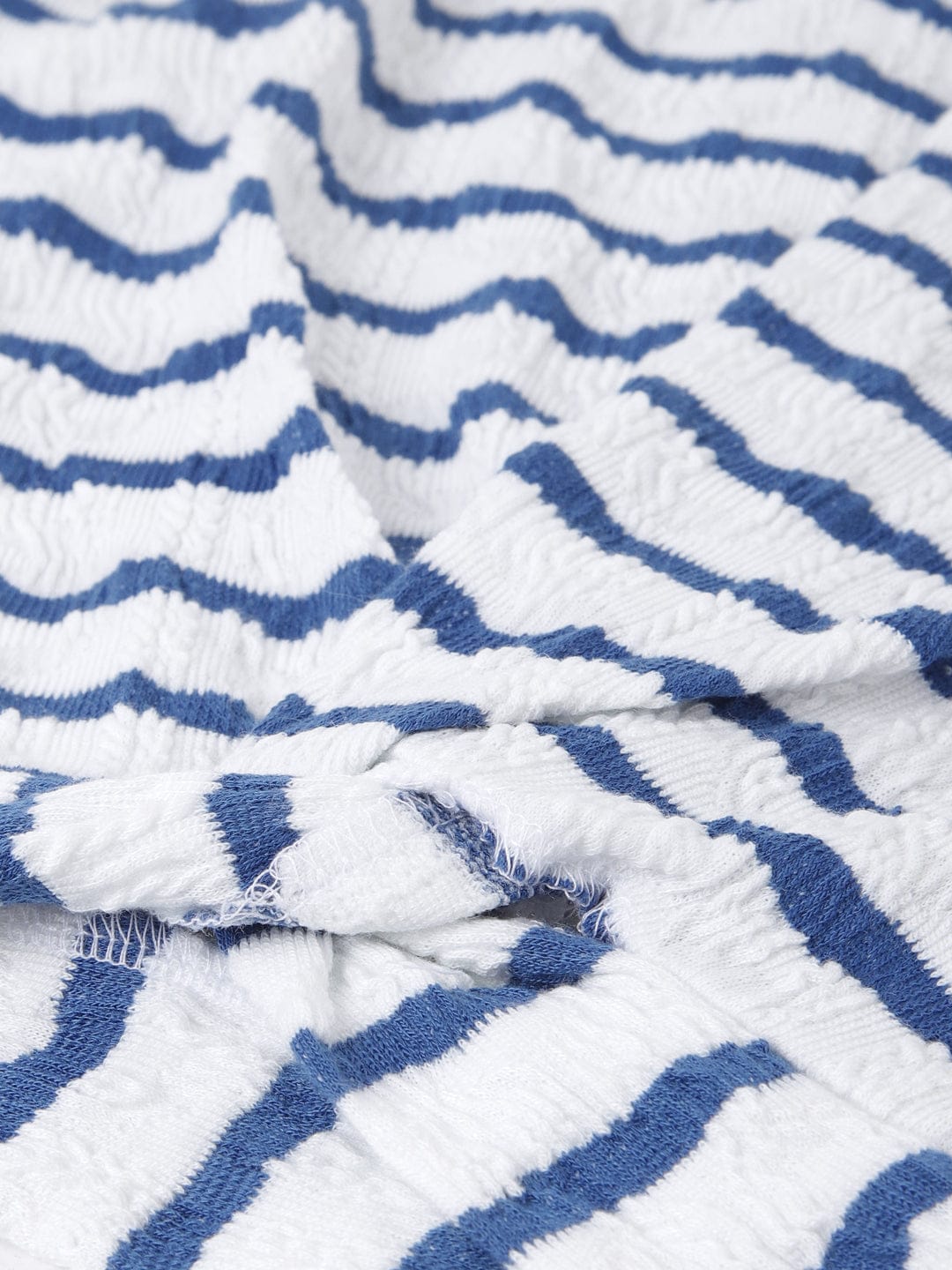 Blue Giraffe Girls White Striped Round Neck Short Sleeves T-Shirt