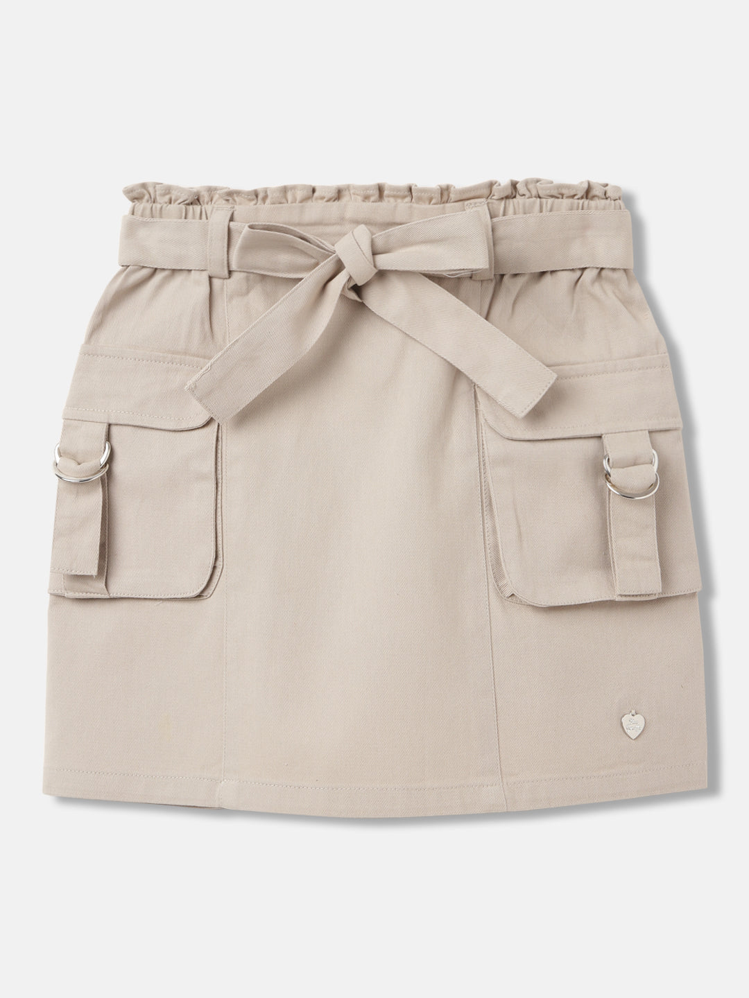 Blue Giraffe Girls Beige Solid Regular Fit Skirt