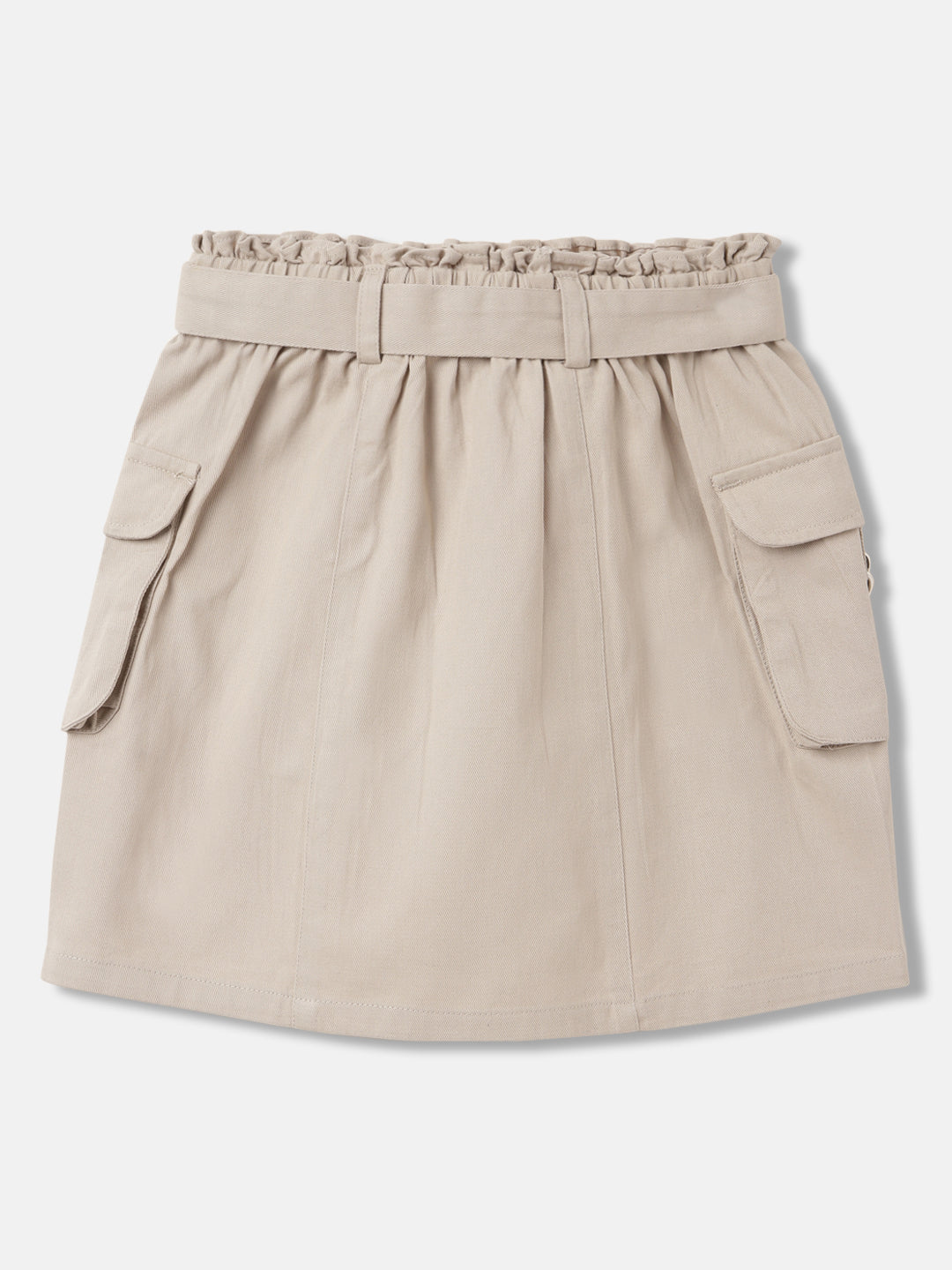 Blue Giraffe Girls Beige Solid Regular Fit Skirt