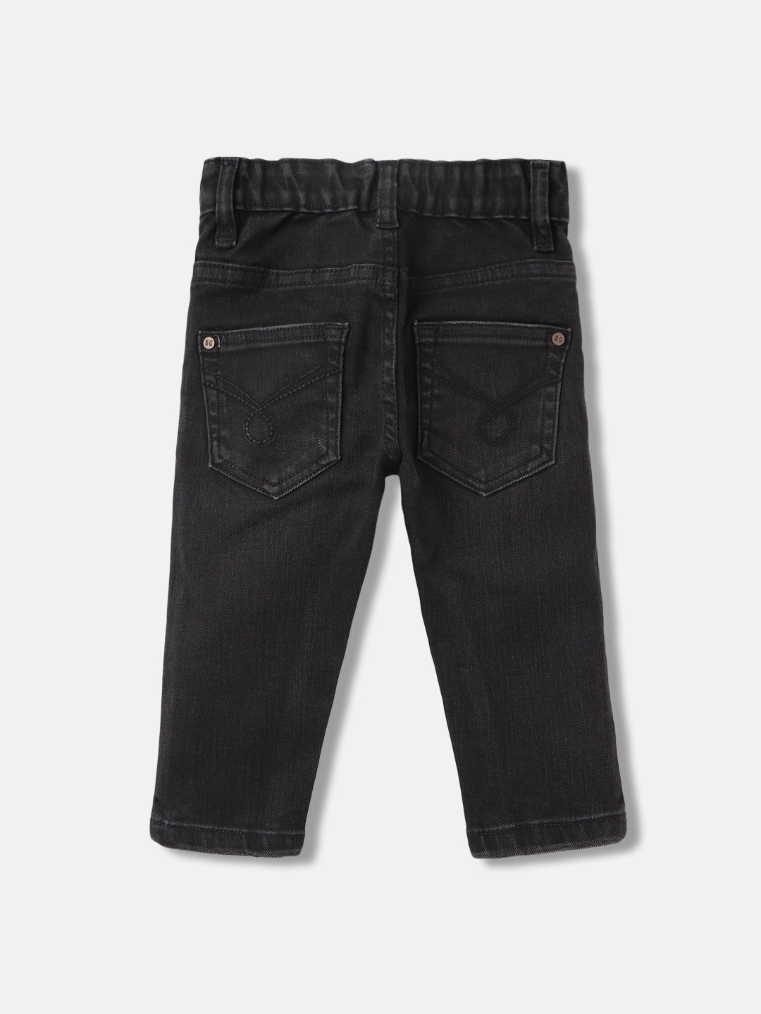 Blue Giraffe Boys Black Solid Straight Fit Jeans