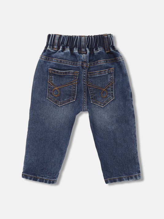 Blue Giraffe Boys Blue Solid Relaxed Fit Jeans
