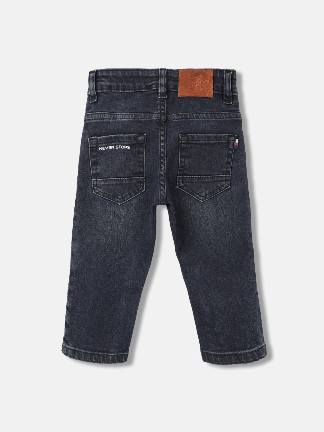 Blue Giraffe Boys Blue Solid Straight Fit Jeans