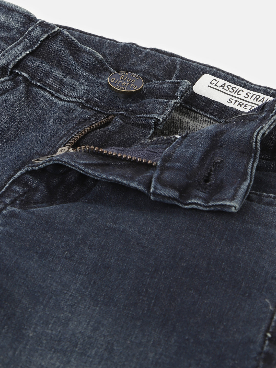 Blue Giraffe Boys Blue Solid Straight Fit Jeans