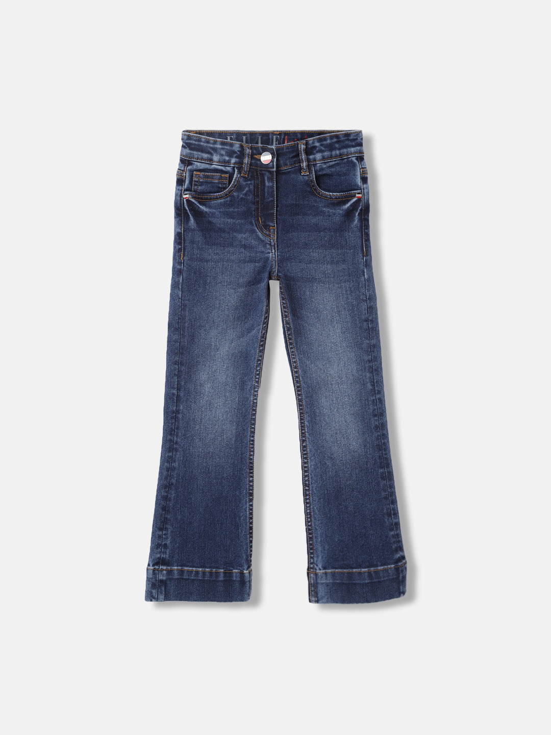 Elle Girls Blue Solid Bootcut Jeans