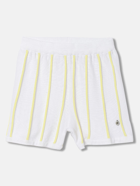 Elle Girls White Striped Fitted Shorts