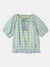 Elle Girls Yellow Checked Round Neck Short Sleeves Top