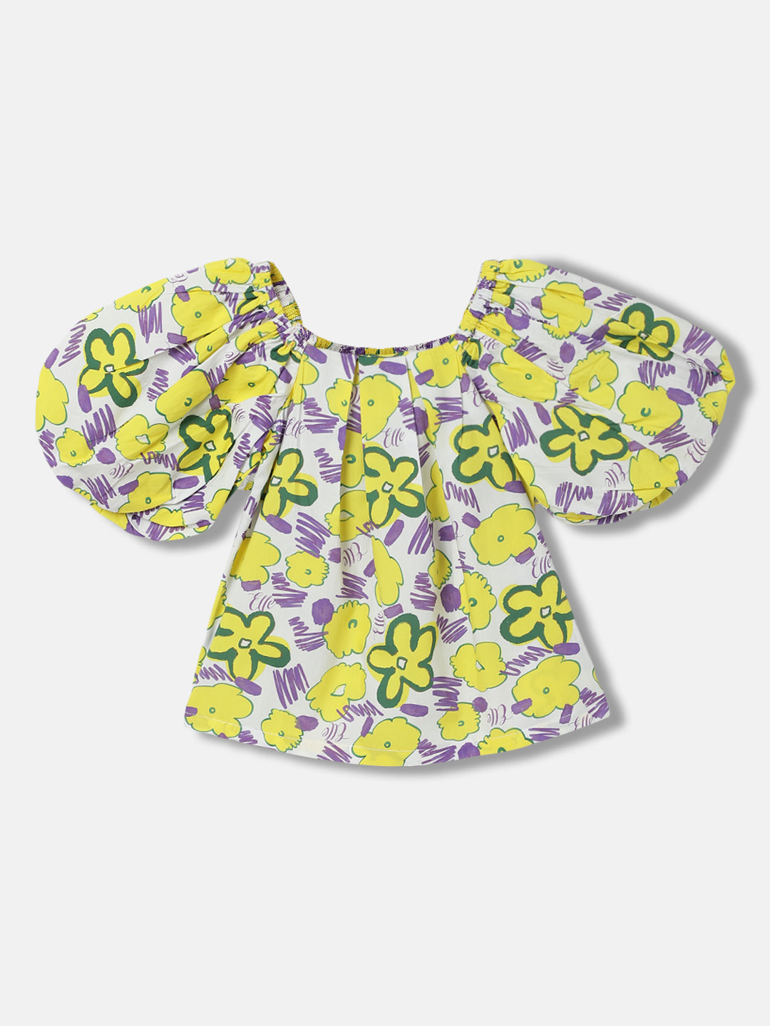 Elle Girls Multi Printed Square neck Short Sleeves Top