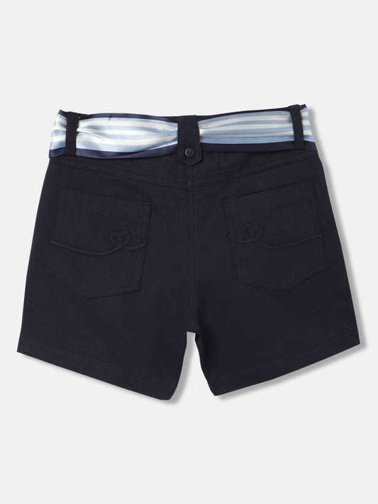 Elle Girls Blue Solid Relaxed Fit Shorts