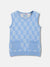 Elle Girls Blue Checked Round Neck Sleeveless T-shirt