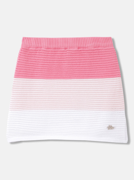 Elle Girls Pink Colour blocked Regular Fit Skirt
