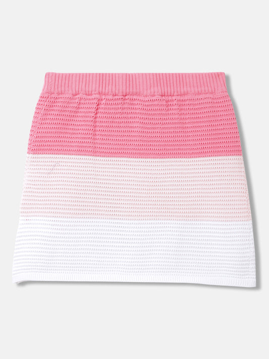 Elle Girls Pink Colour blocked Regular Fit Skirt