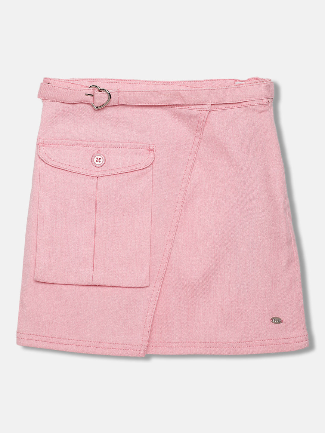 Elle Girls Pink Solid Regular Fit Skirt