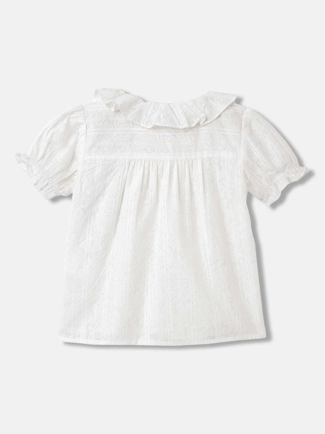 Elle Girls White Solid Round Neck Short Sleeves Top