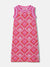Elle Girls Pink Printed Round Neck Sleeveless Dress