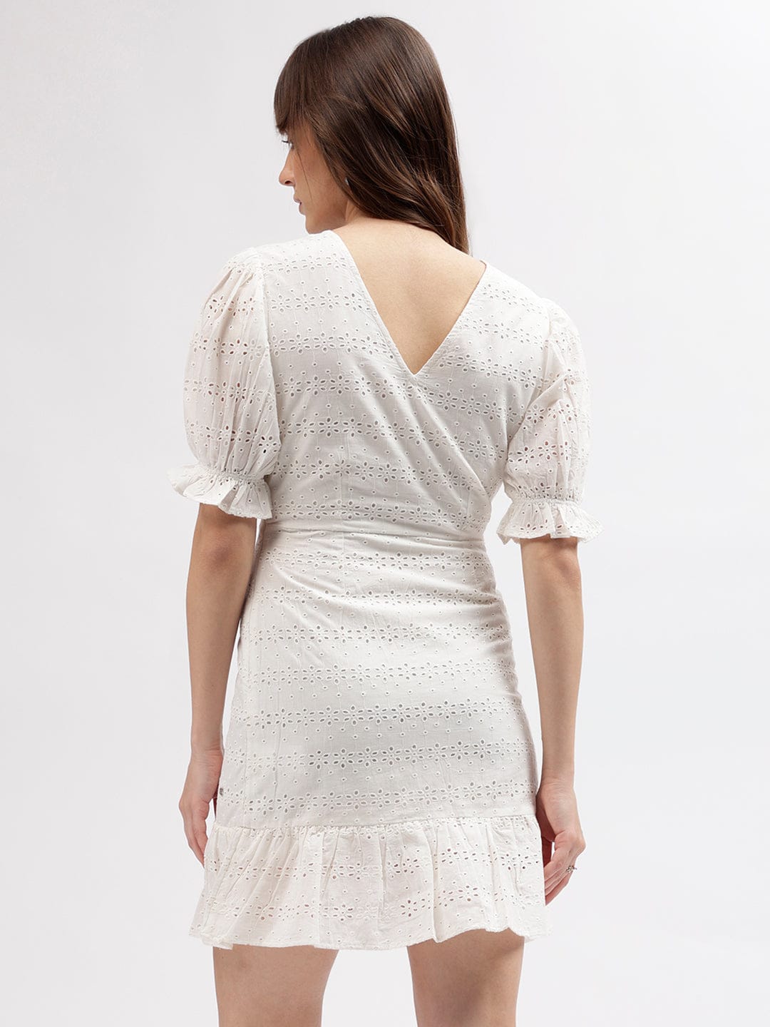 Elle Women White Boat Neck Dress