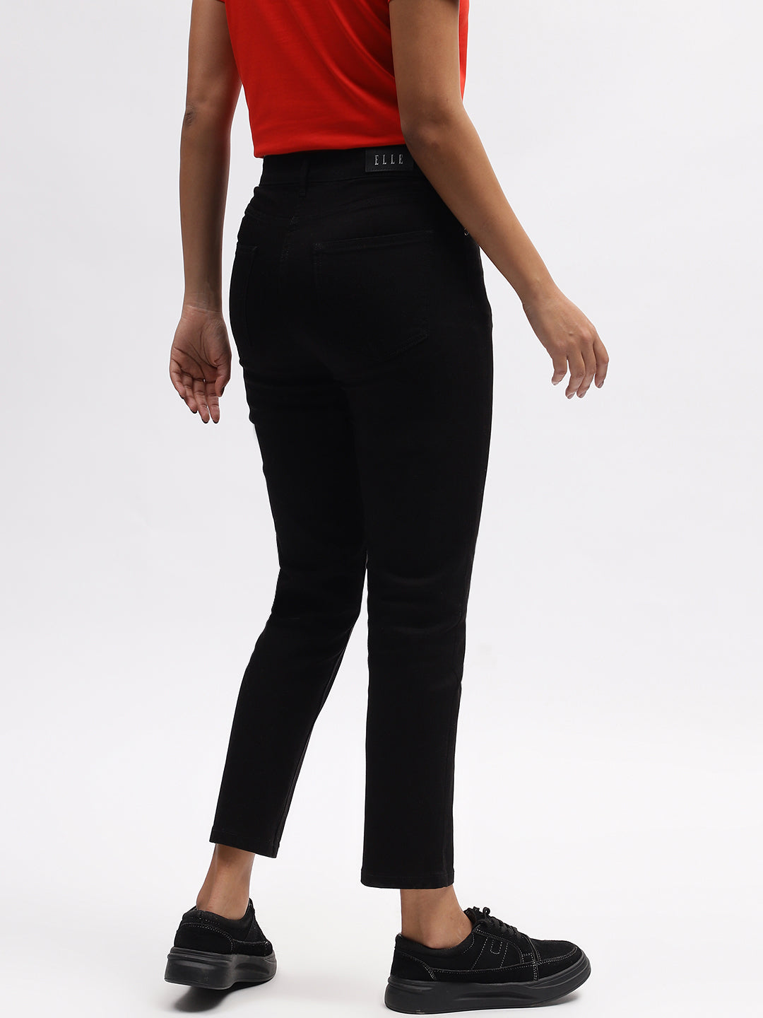 Elle Women Black Solid Slim Fit Jeans