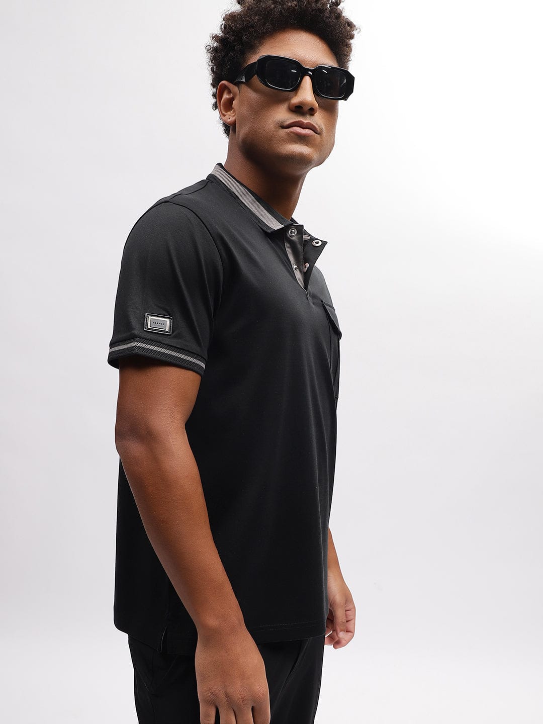Iconic Men Black Polo Polo Tshirt
