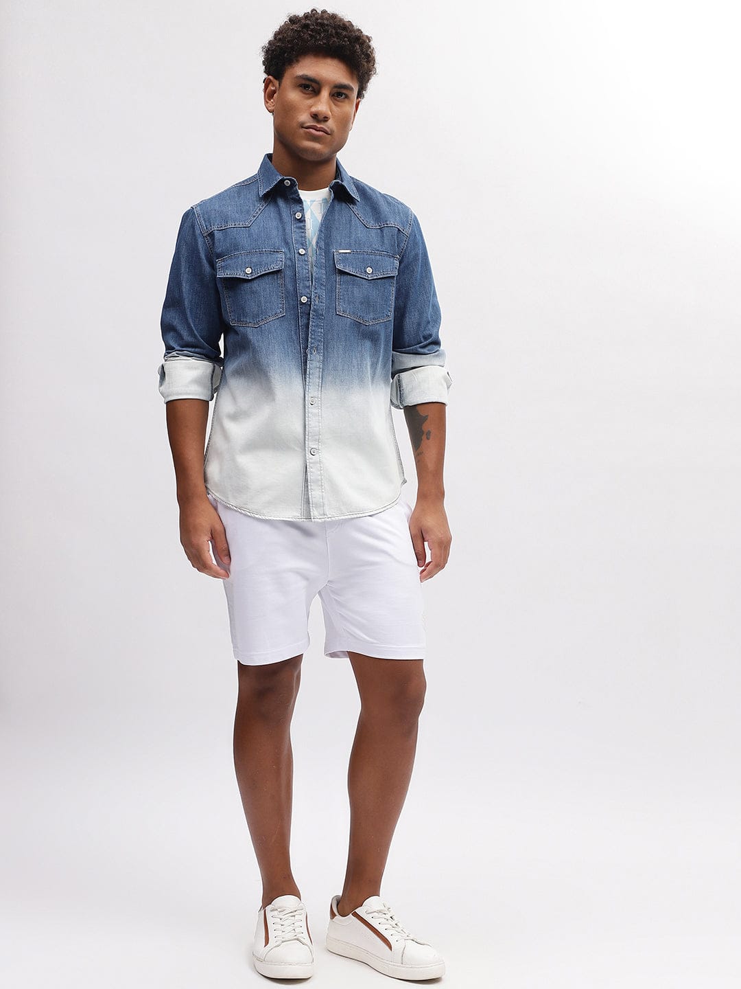 Iconic Men Blue Shirt Collar Shirt