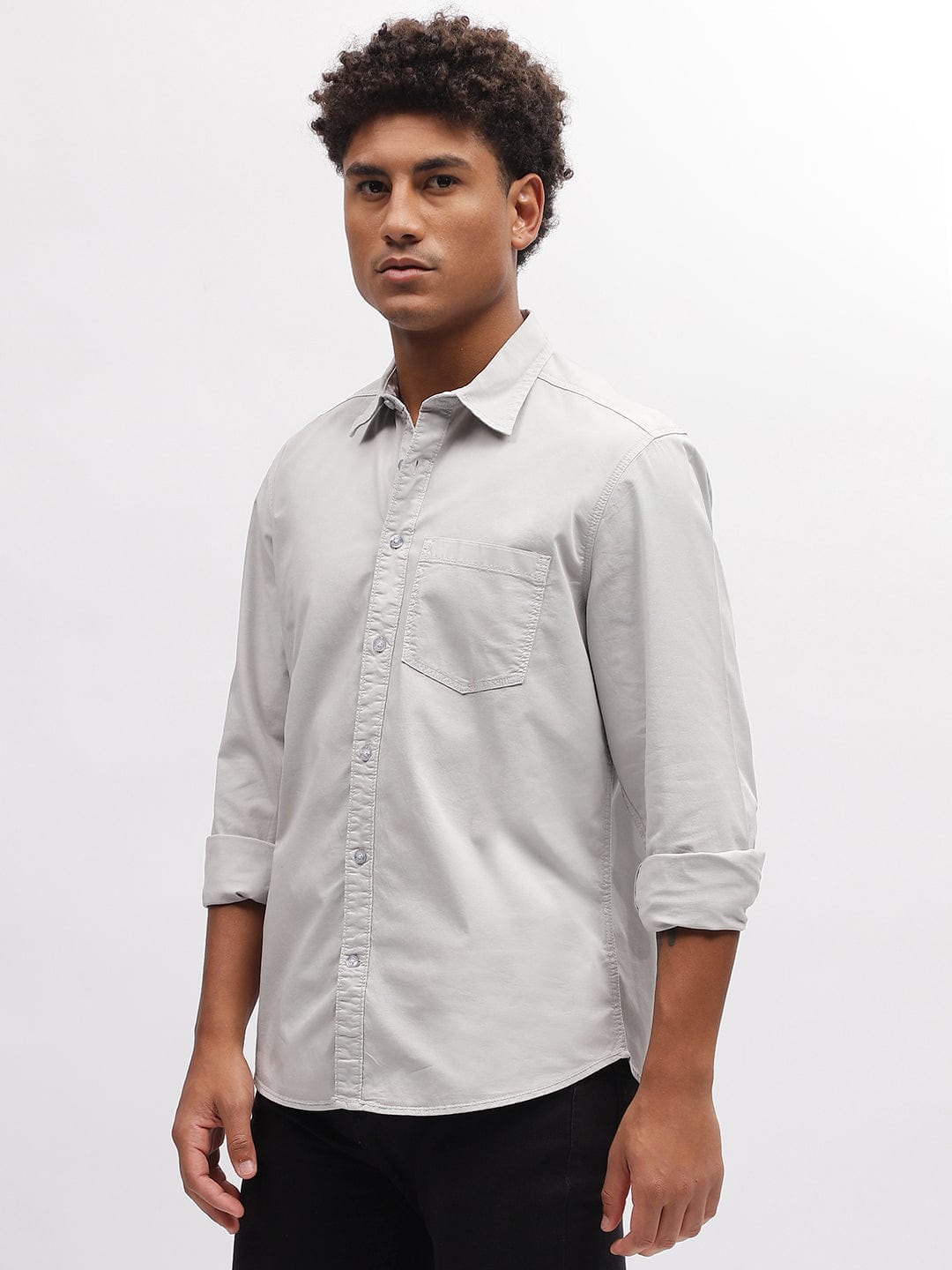 Iconic Men Grey Shirt Collar Shirt