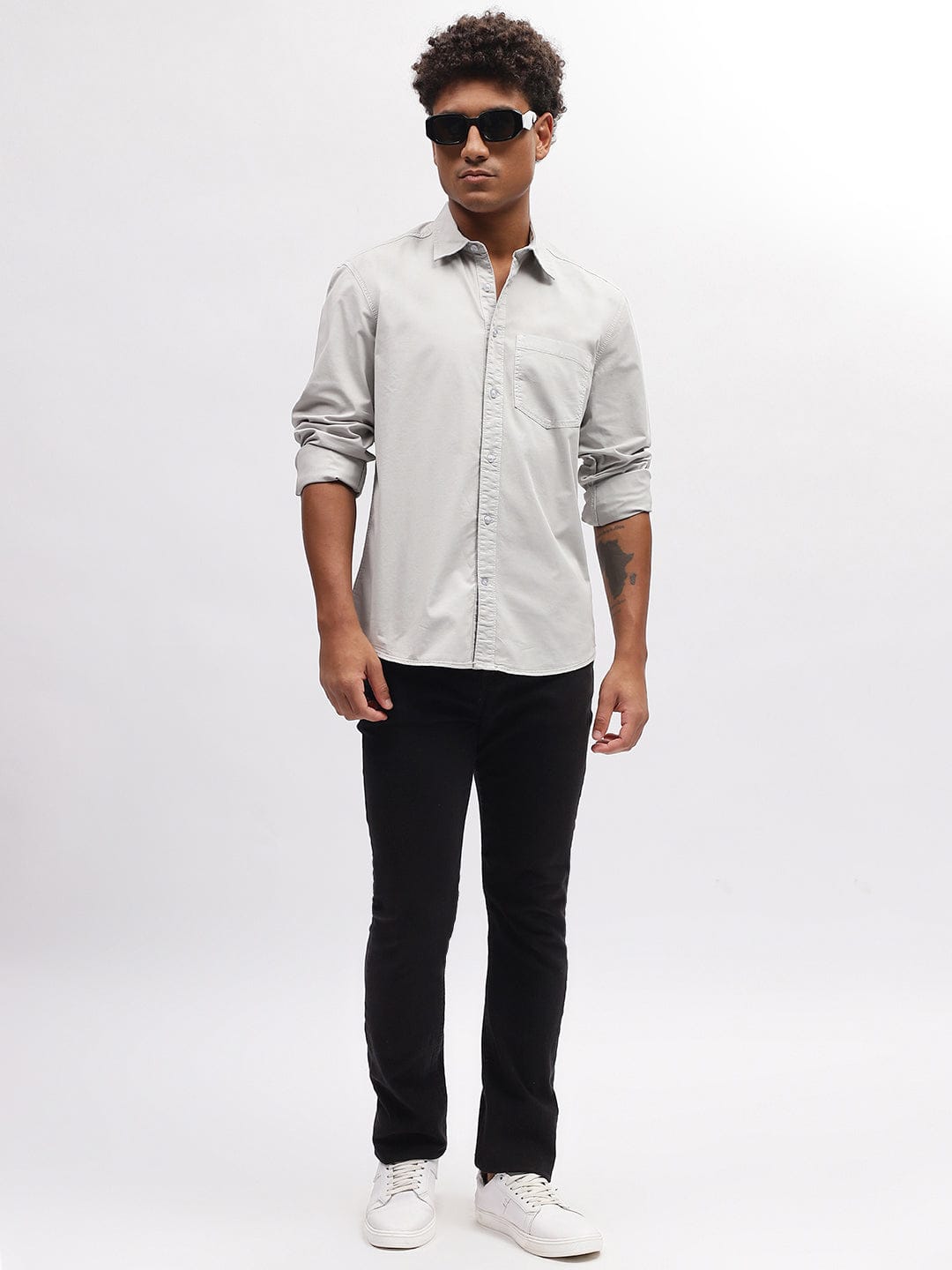 Iconic Men Grey Shirt Collar Shirt