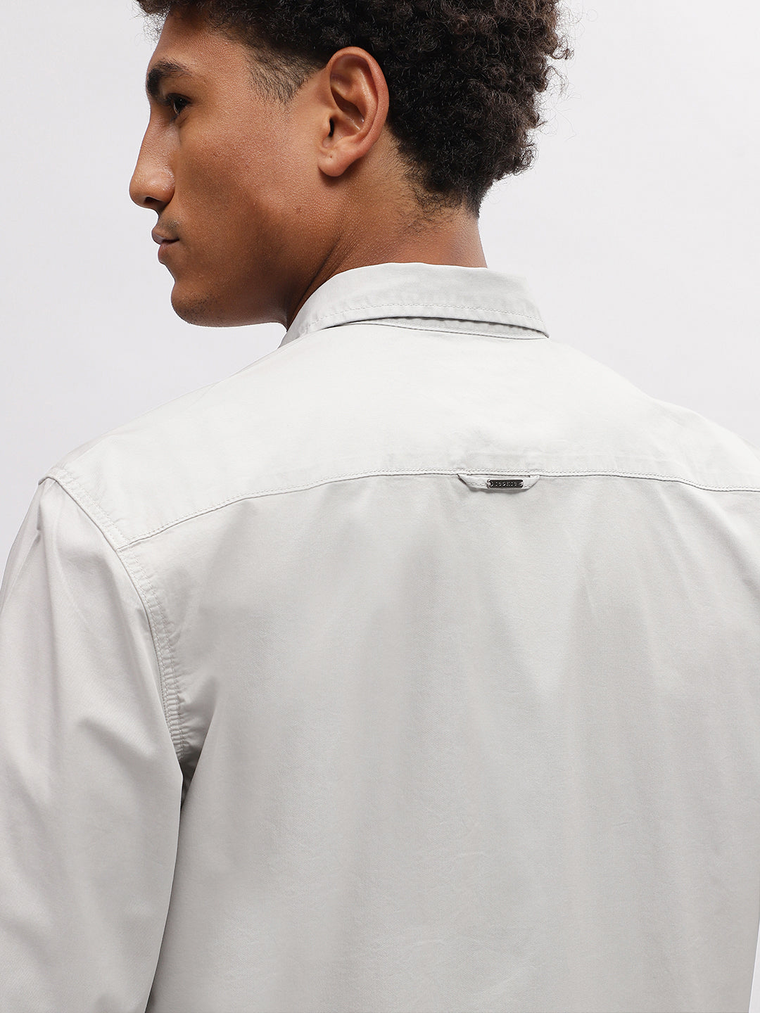 Iconic Men Grey Solid Spread Collar Full Sleeves Shirt