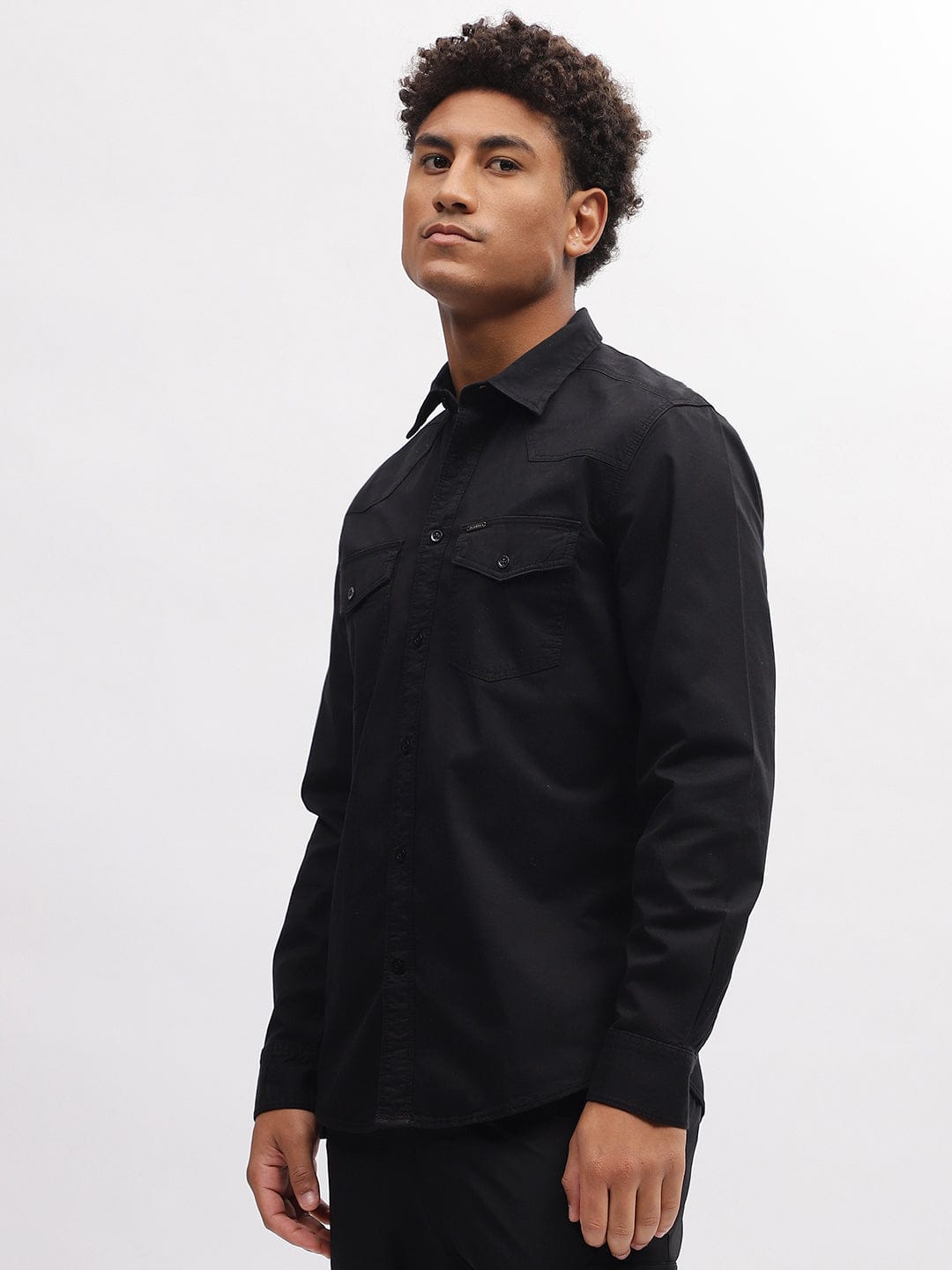 Iconic Men Black Shirt Collar Shirt