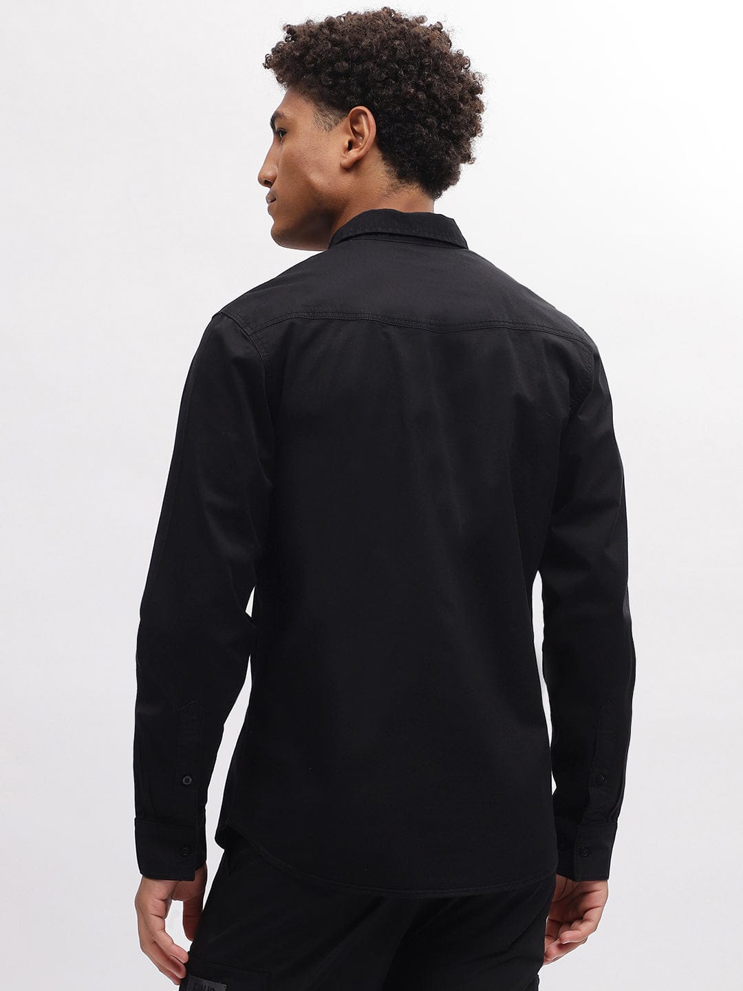 Iconic Men Black Shirt Collar Shirt