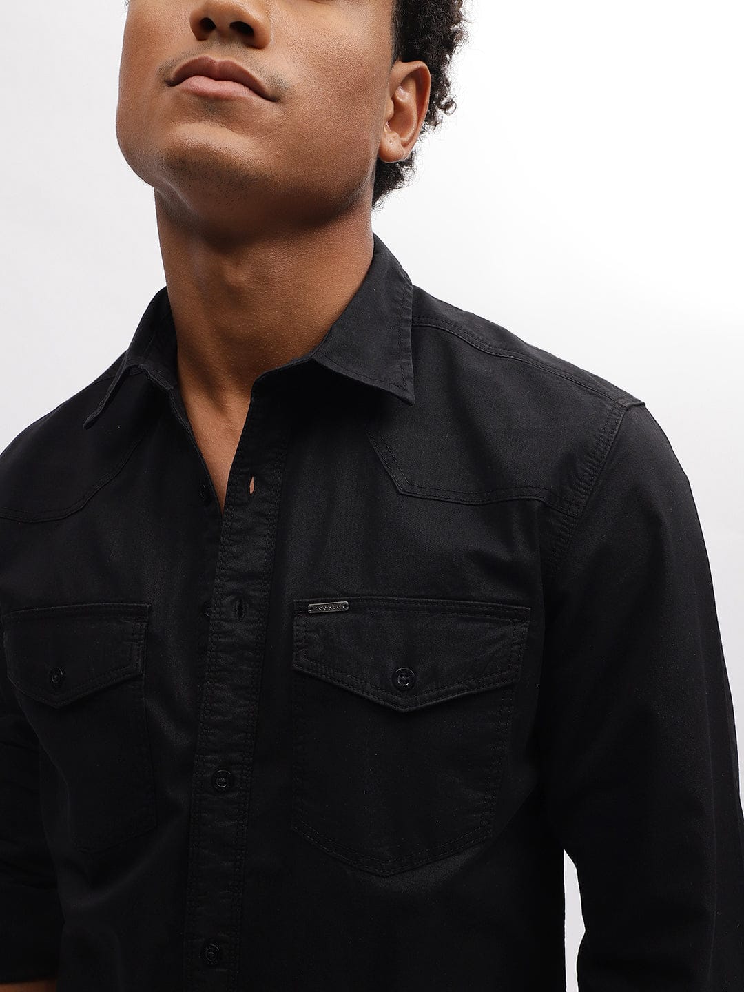 Iconic Men Black Shirt Collar Shirt
