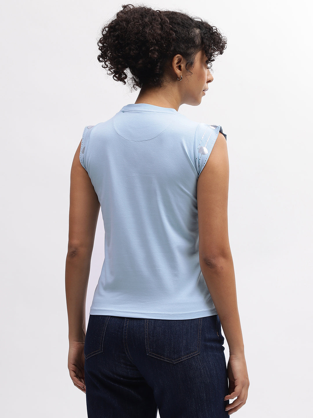 Iconic Women Blue Round Neck Tshirt