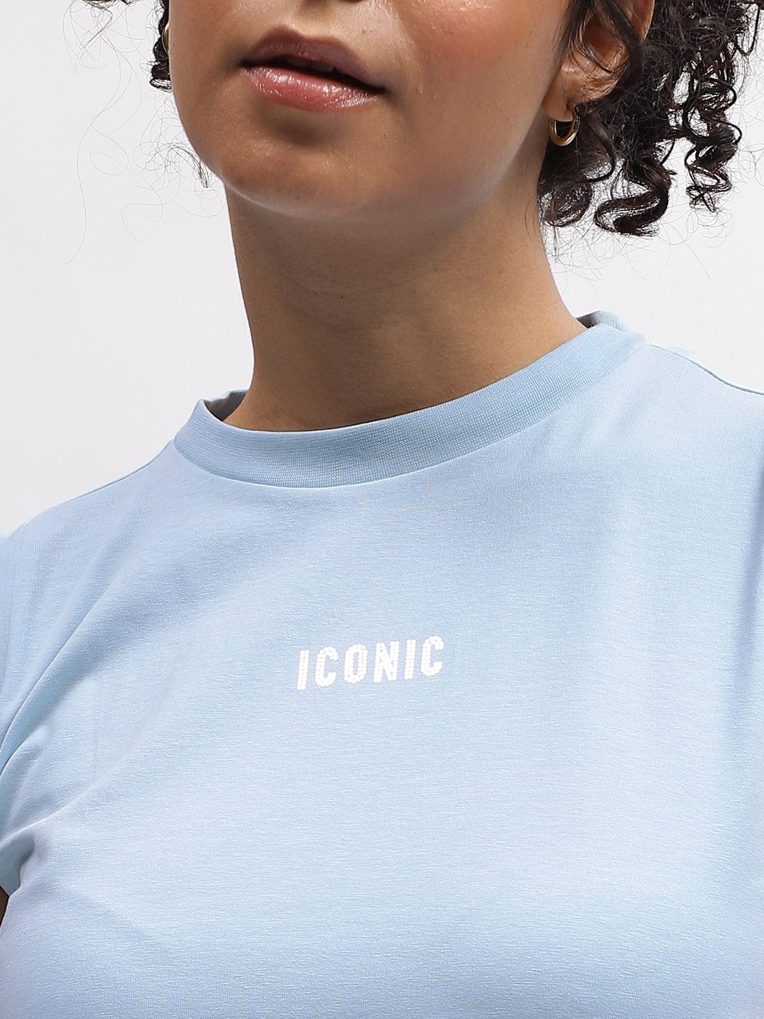 Iconic Women Blue Round Neck Tshirt
