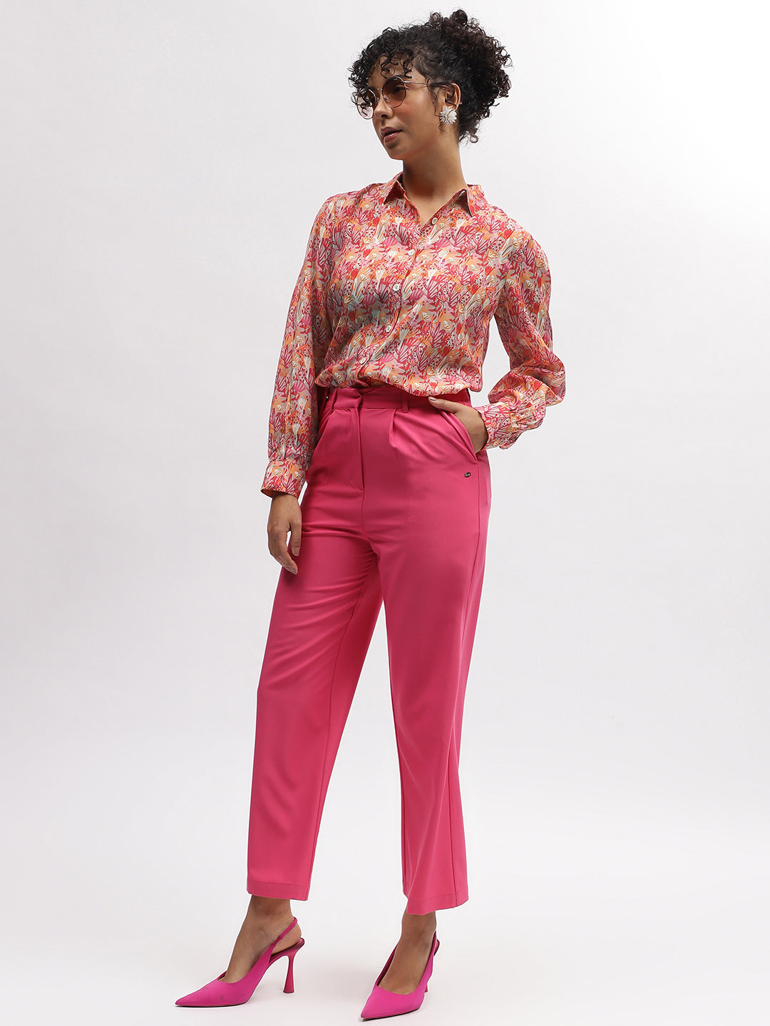 Iconic Women Multi Printed Spread Collar Full Sleeves Shirt