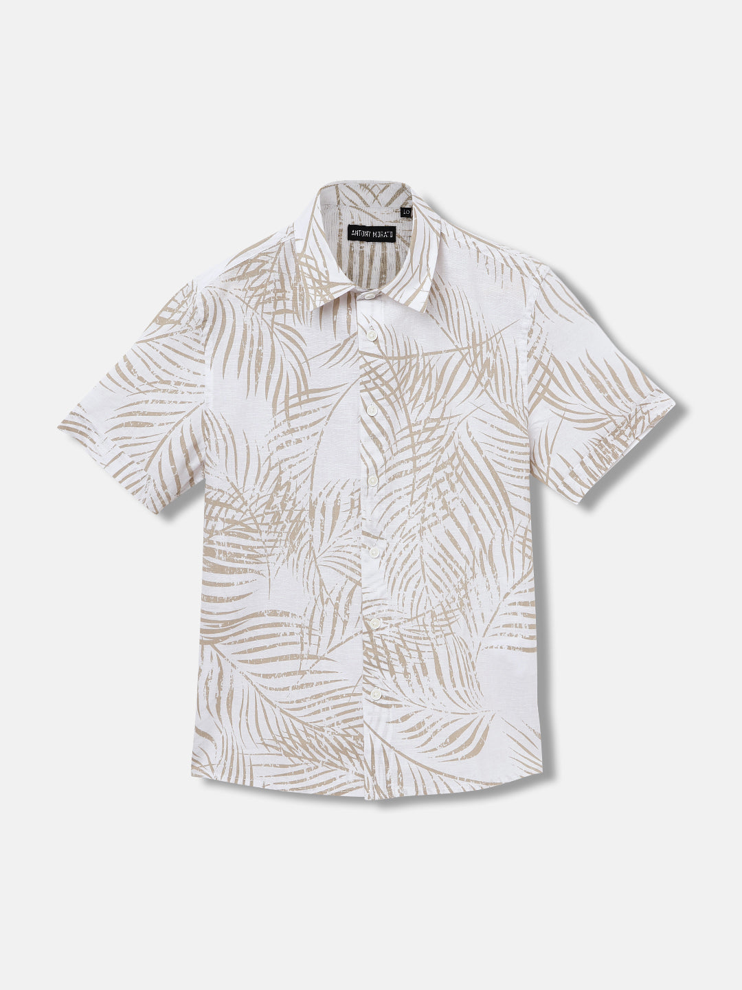 Antony Morato Boys Beige Spread Collar Short Sleeves Shirt