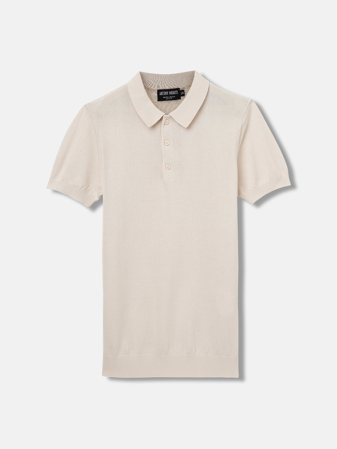 Antony Morato Boys Beige Solid Polo Collar Short Sleeves Tshirt