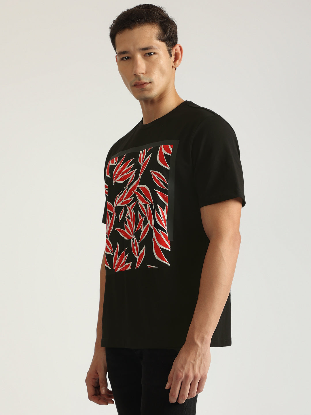 Antony Morato Men Black Printed Round Neck Short Sleeves Tshirt