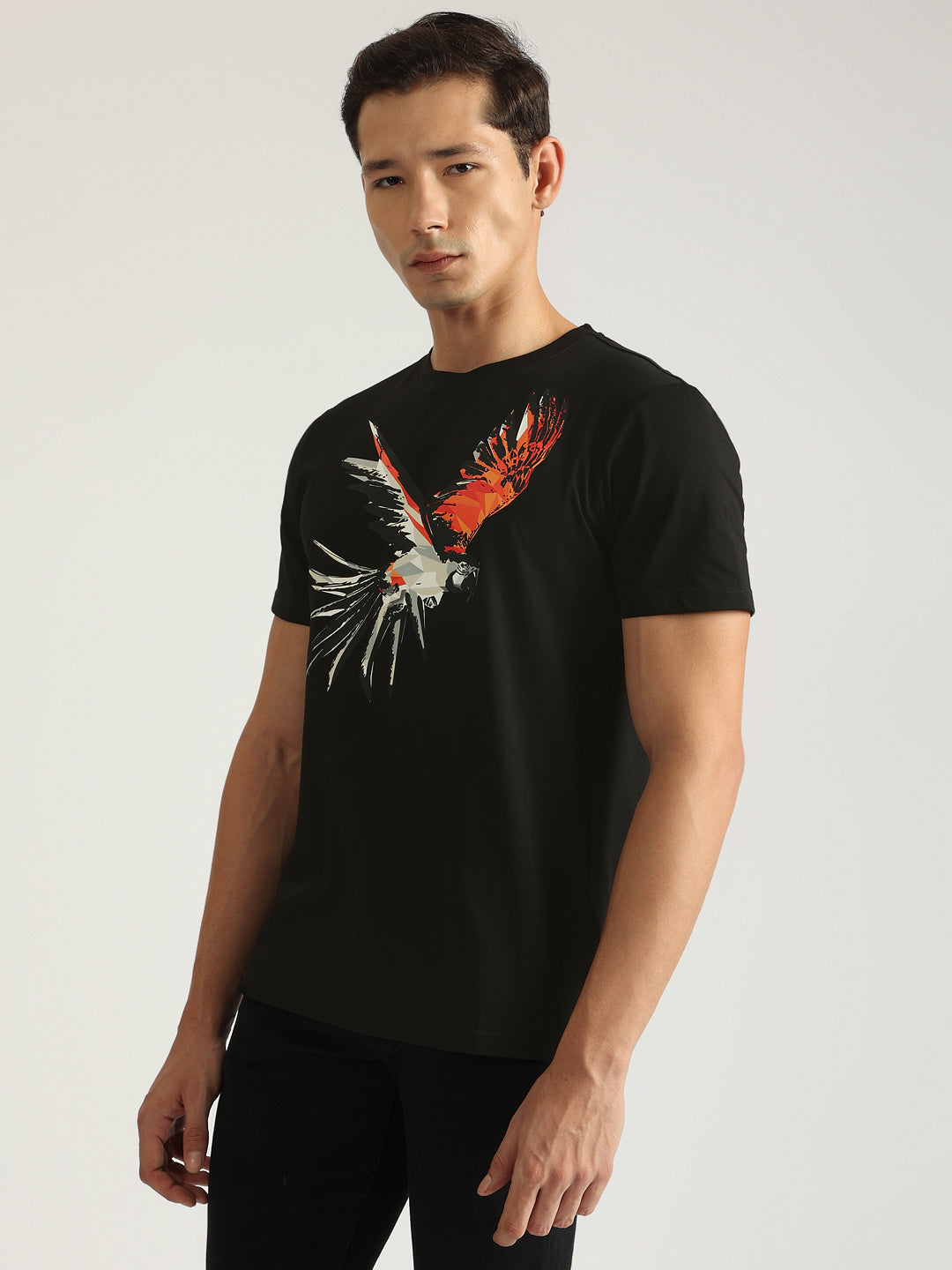 Antony Morato Men Black Printed Round Neck Short Sleeves Tshirt