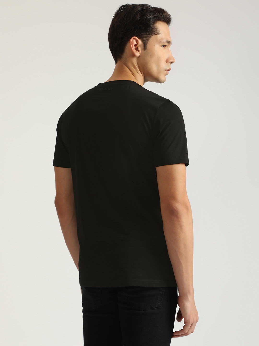 Antony Morato Men Black Printed Round Neck Short Sleeves Tshirt