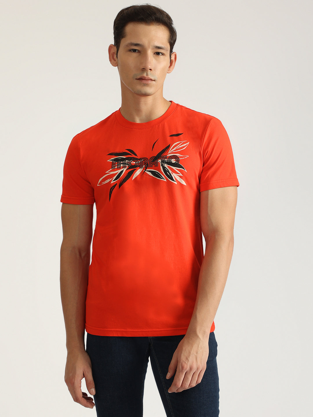 Antony Morato Men Red Printed Round Neck Short Sleeves Tshirt