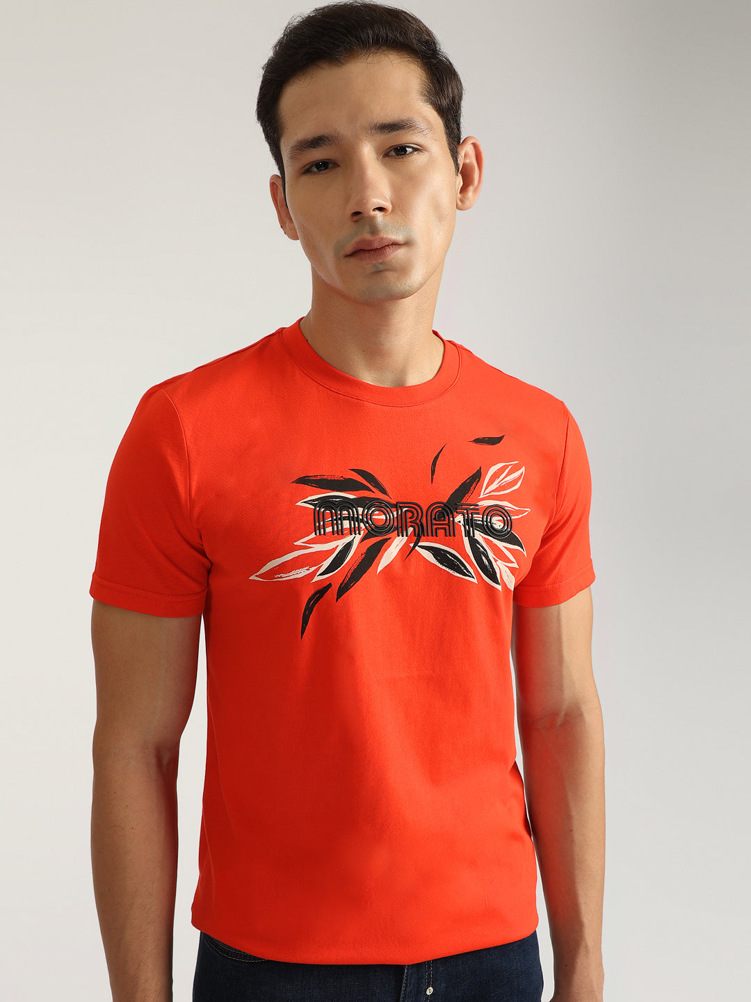 Antony Morato Men Red Printed Round Neck Short Sleeves Tshirt